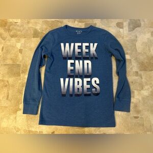 Boy’s Blue 'Weekend Vibes' Long Sleeve Shirt Size Large 10/12
